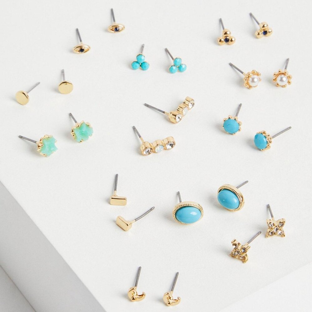 Torrid set of 12 gold tone stud earrings